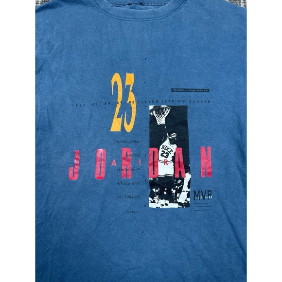 Nike Air Jordan Shirt Mens XL Blue Michael accolades Vintage 1990 Single Stitch - Picture 3 of 9